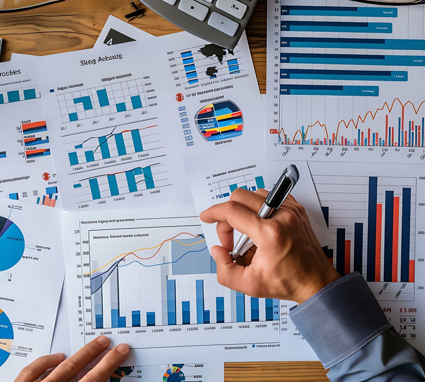 Charts and analysis on a desk